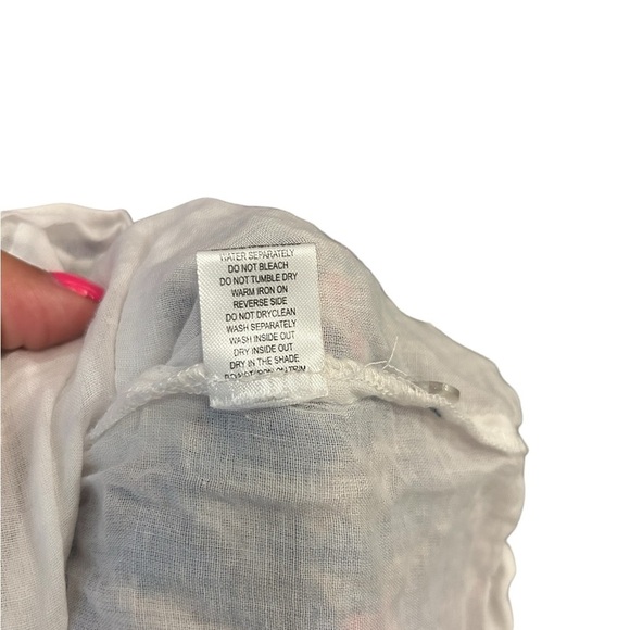 Marea by Liz Joy Casita Cotton Block Floral 3/4 Sleeve Tie Split Neck Mini Dress - Picture 8 of 8